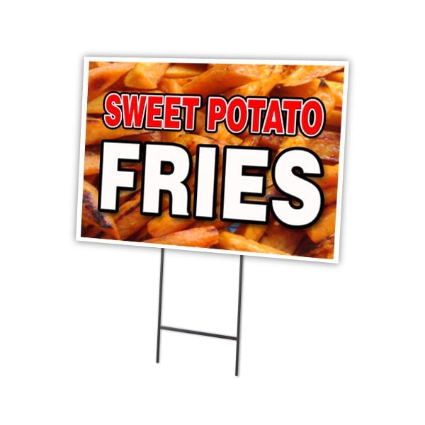 Sweet Potato Fries Yard Sign & Stake outdoor plastic coroplast window, C-1824-DS-Sweet Potato Fries